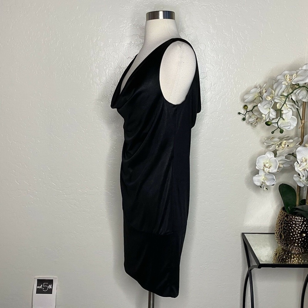 Essentials By Abs Black Drape Neck Mini Dress M - image 5